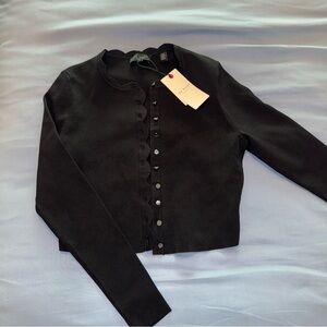 BNWT Ted Baker London Scalloped Black Cardigan Size 2